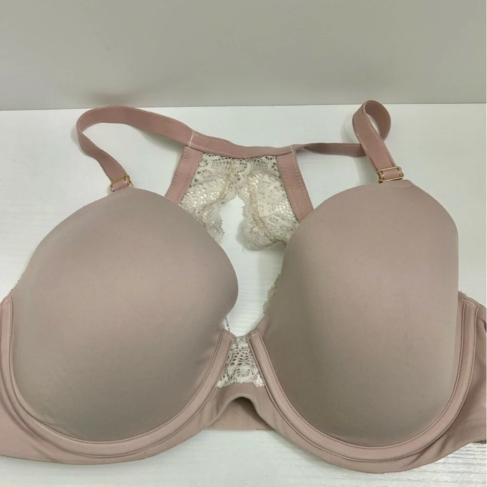 SOMA Embraceable FC Geo Lace Racerback Blush Pink & Cream Bra Size 34DD - Picture 4 of 12